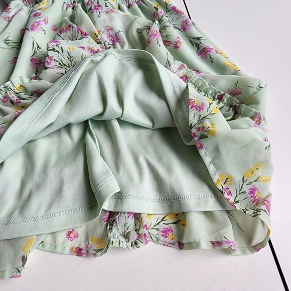 Lilt Green Pink Yellow Smocked Top Semi Sheer Cap Sleeve Sundress Sz 10 - Picture 9 of 12